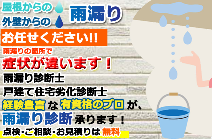 屋根･外壁からの雨漏りお任せください。