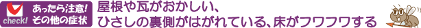 屋根や瓦がおかしい、ひさしの裏側がはがれている、床がフワフワする・・はシロアリが原因かも~