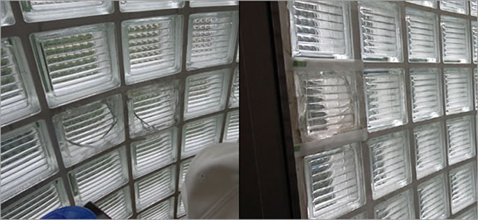 Ａ様邸　ガラスブロック修理・屋上防水工事 修理 保険