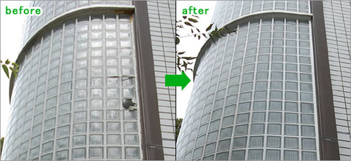 Ａ様邸　ガラスブロック修理・屋上防水工事 修理 保険