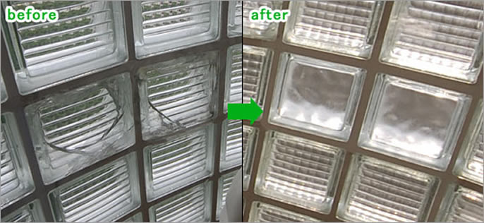 Ａ様邸　ガラスブロック修理・屋上防水工事 修理 保険