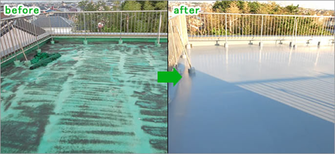 Ａ様邸　ガラスブロック修理・屋上防水工事 修理 保険