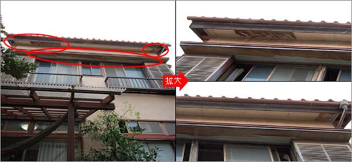 雨漏り修理,屋根修理,軒先修理,棟瓦の補修(漆喰補修)工事施工事例 修理 保険