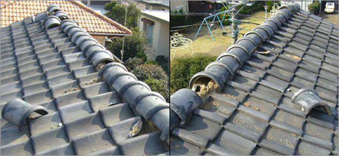 Ｎ様邸 雨漏り修理、屋根修理、棟瓦修理工事 修理 保険