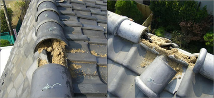 Ｎ様邸 雨漏り修理、屋根修理、棟瓦修理工事 修理 保険