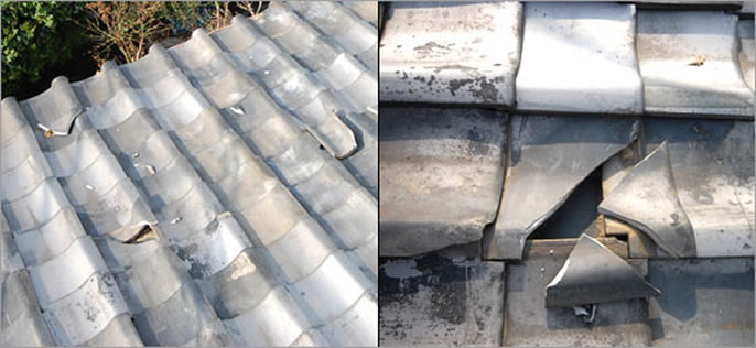 雨漏り修理、屋根修理、棟瓦修理工事 修理 保険