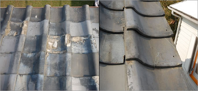 雨漏り修理、屋根修理、棟瓦修理工事 修理 保険