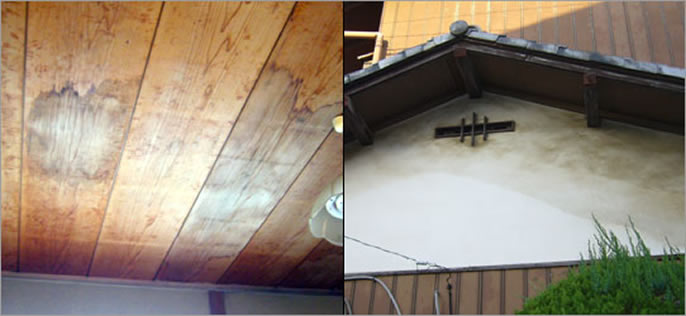 雨漏り修理、屋根修理、棟瓦修理工事 修理 保険