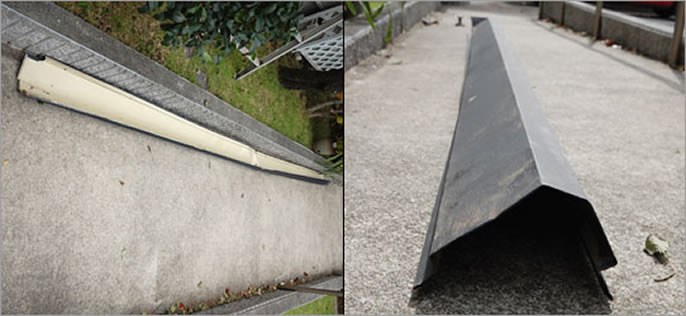 雨漏り修理、棟板金修理(棟板金交換)工事 修理 保険