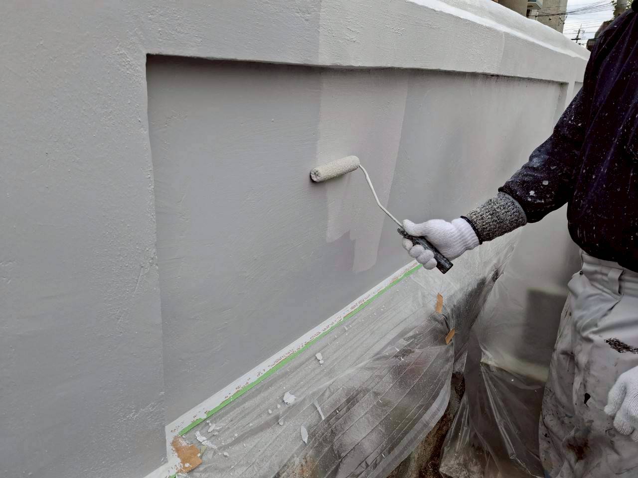 兵庫県西宮市西方寺 外壁塗装工事施工事例　施工工事中